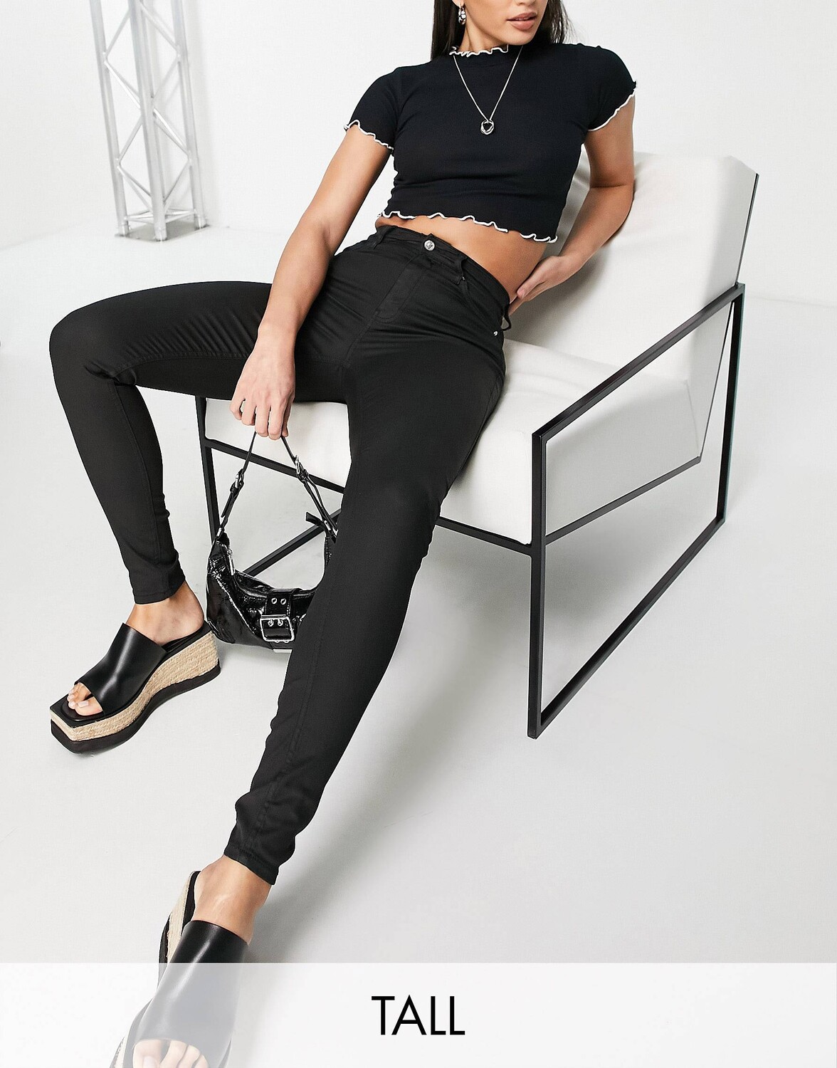 

Черные джинсы с покрытием Topshop Tall Jamie