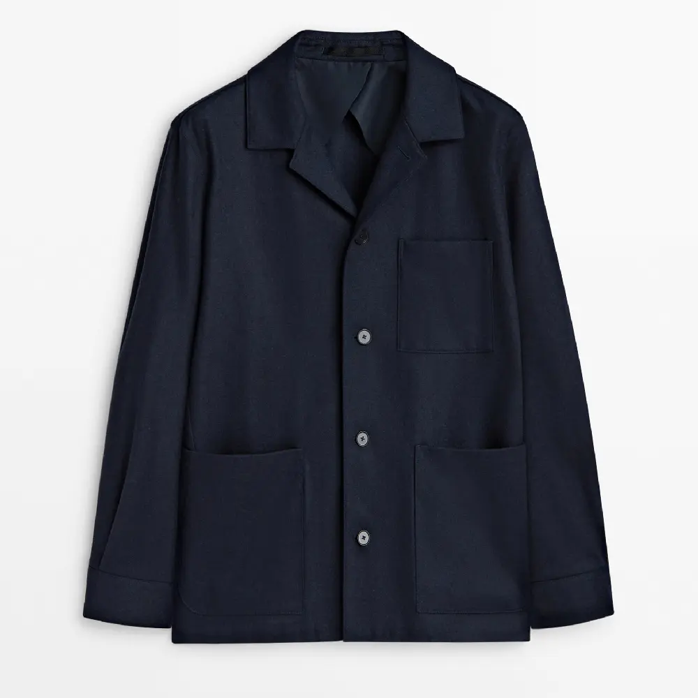 

Куртка-рубашка Massimo Dutti Wool Blend Flannel - Studio, темно-синий