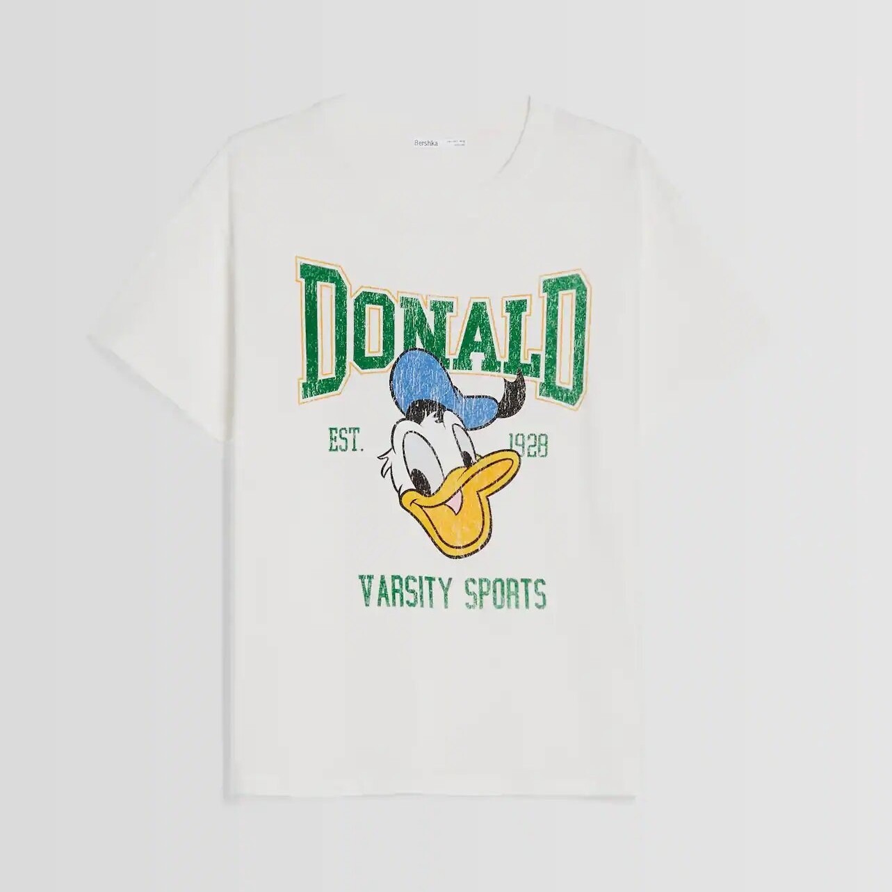 

Футболка Bershka Donald Print Short Sleeve, кремовый, Бежевый