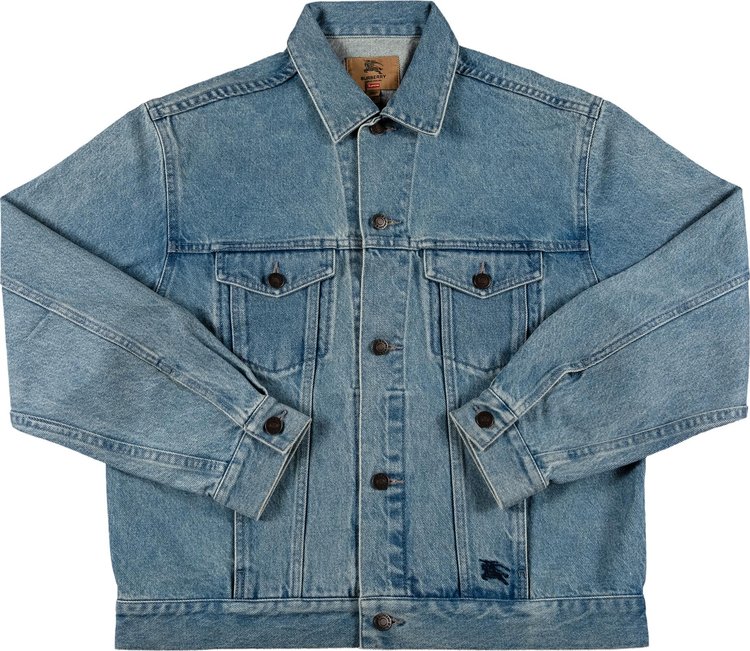 куртка supreme x burberry denim trucker jacket pink розовый Куртка Supreme x Burberry Denim Trucker Jacket 'Washed Blue', синий