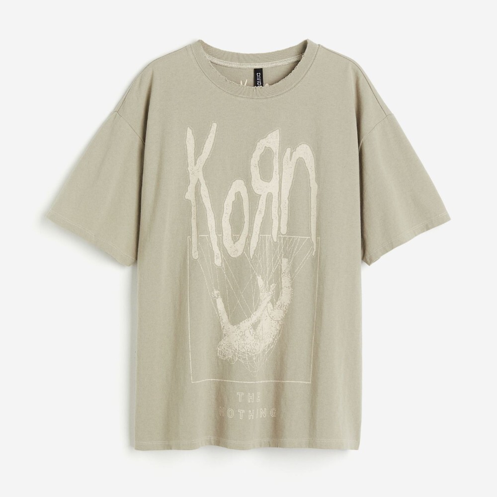 

Футболка H&M Oversized Printed Korn, светло-зеленый