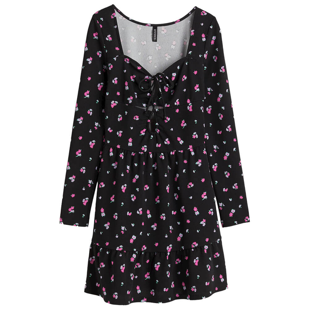 

Платье из крепа H&M, черный/цветочный принт