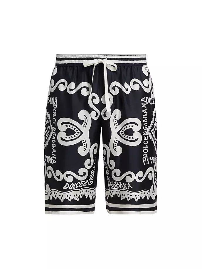 

Бандана с логотипом, шелковые шорты на шнурке Dolce&Gabbana, синий