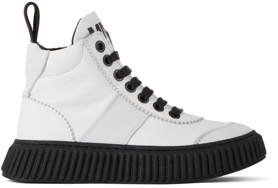 

Детские бело-черные ботинки с логотипом MM6 Maison Margiela