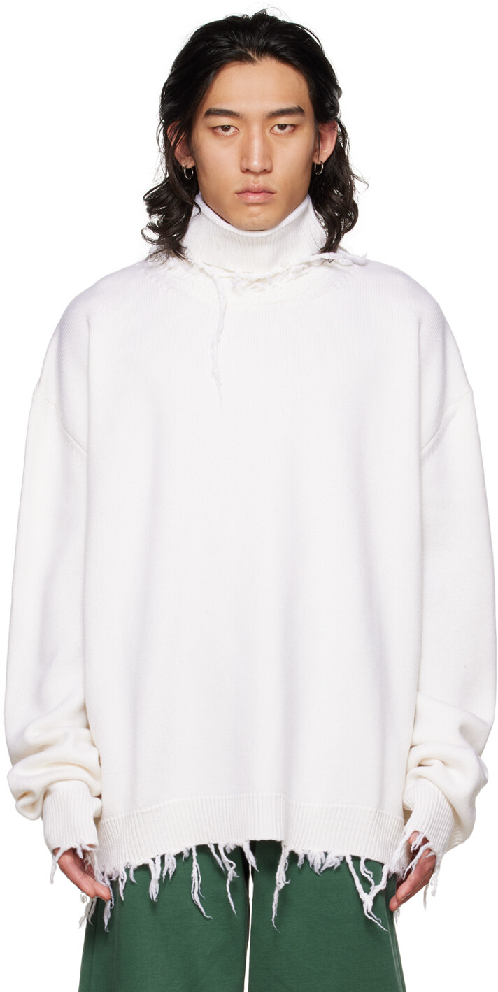 

Белый рваный свитер VETEMENTS