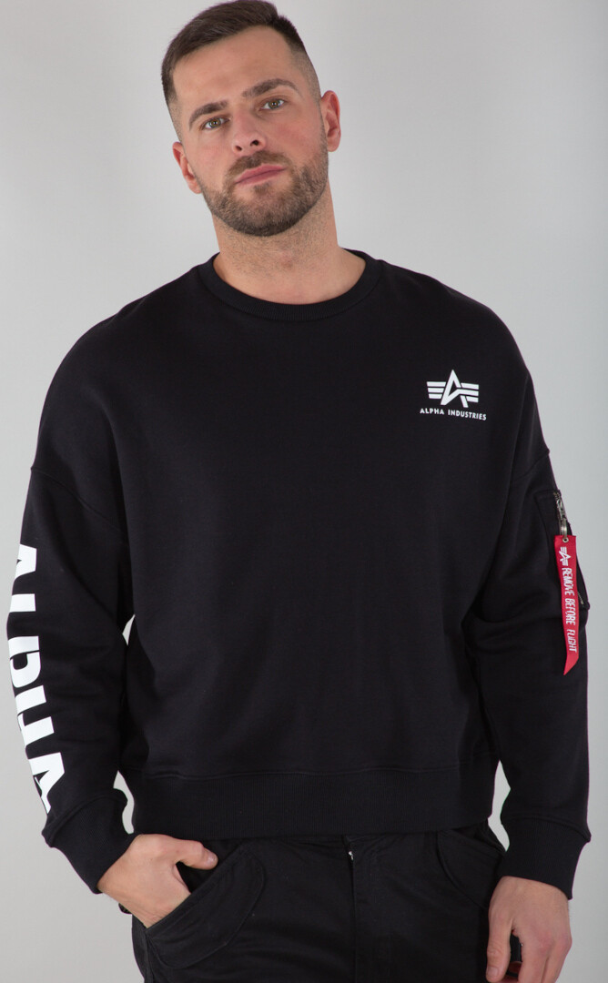 

Пуловер Alpha Industries Sleeve Print OS, черный