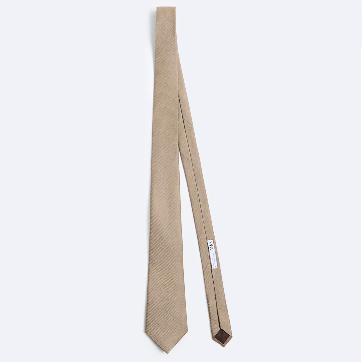 галстук zara 100% silk textured темно бежевый Галстук Zara 100% Silk Textured, темно-бежевый