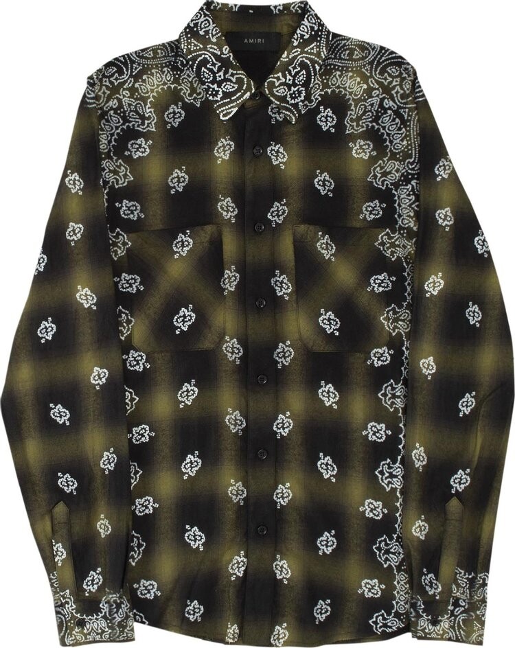 

Рубашка Amiri Bleach Bandana Shadow Plaid Shirt 'Military Green', зеленый