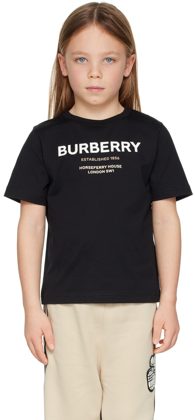 

Детская черная футболка Horseferry Burberry