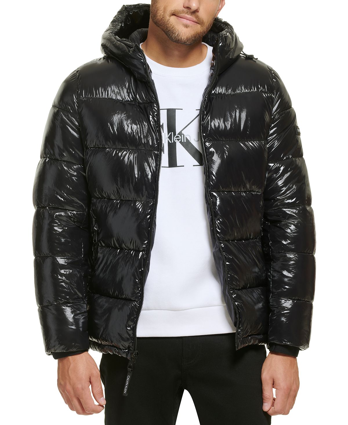 Мужская пуховая куртка high shine с капюшоном Calvin Klein, черный куртка ripndip neon cat puffer jacket black s