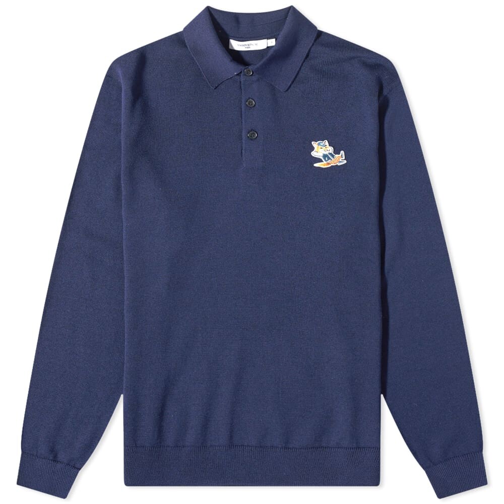

Футболка Maison Kitsune Dressed Fox Patch Knitted Polo, Серый