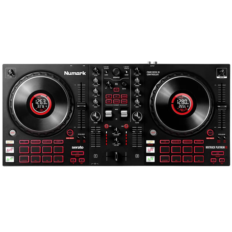 

4-дековый DJ-контроллер Numark MIXTRACKPLATFX с дисплеями джогов MIXTRACKPLATFX 4-Deck DJ Controller with Jog Wheel Displays