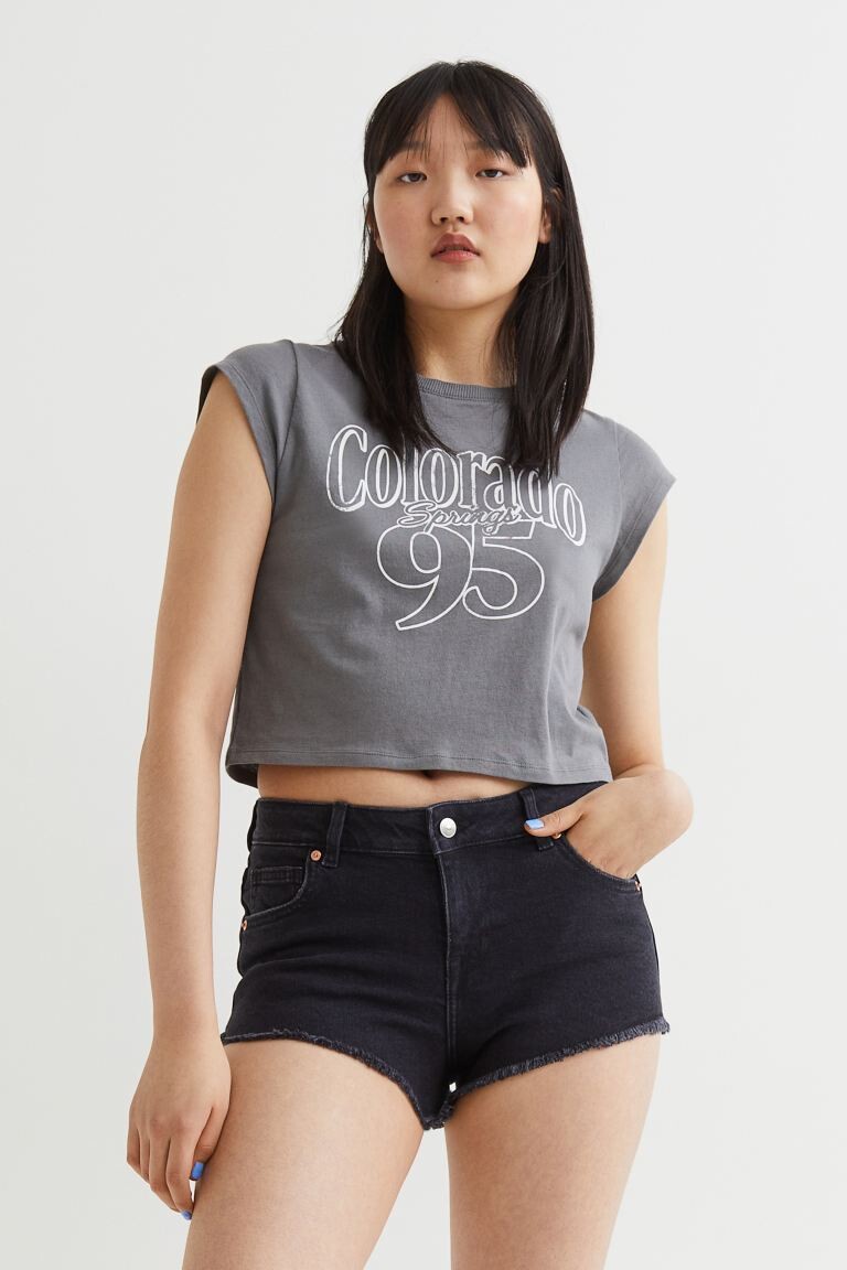

Джинсовые шорты с заниженной талией H&M, черный