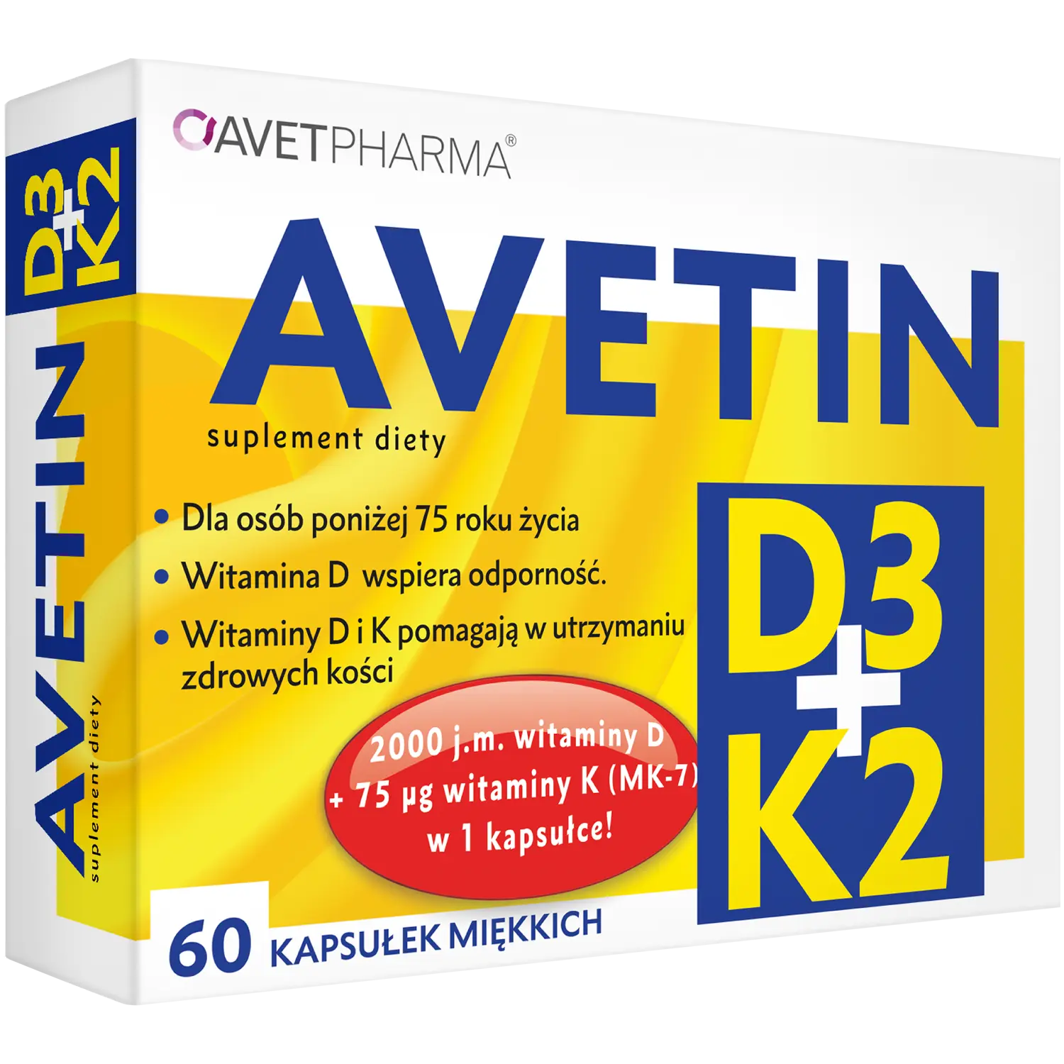 

Avetin D3+K2 биологически активная добавка, 60 капсул/1 упаковка