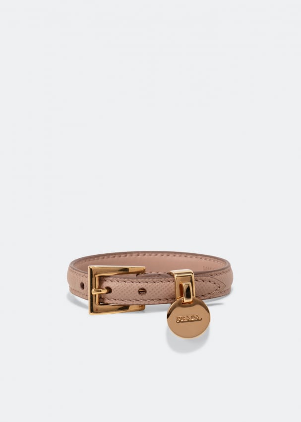 цена Браслет PRADA Saffiano leather bracelet, бежевый