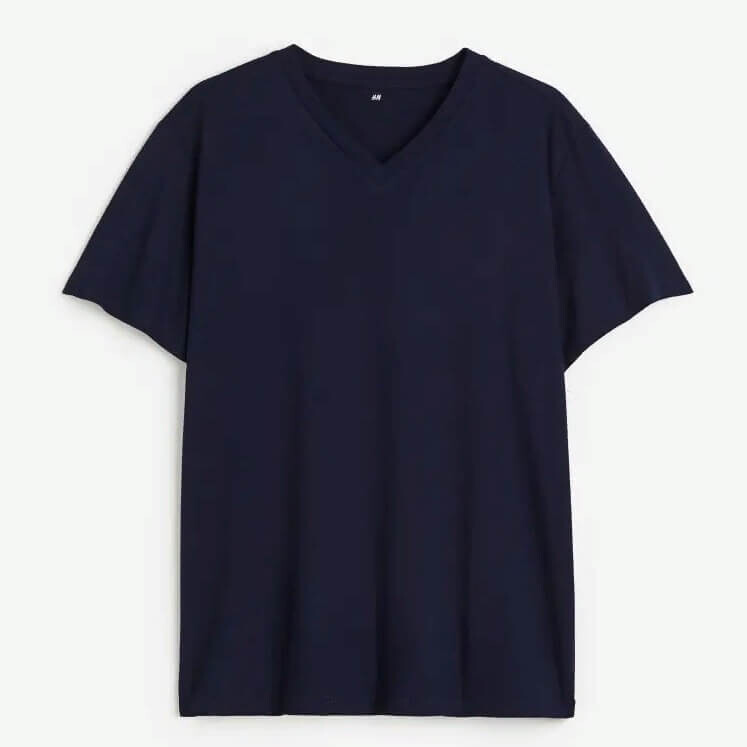 

Футболка H&M Regular Fit V-neck, темно-синий