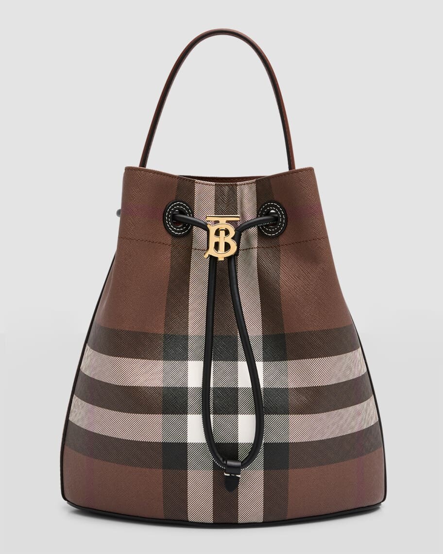 

Маленькая кожаная сумка-мешок в клетку Burberry