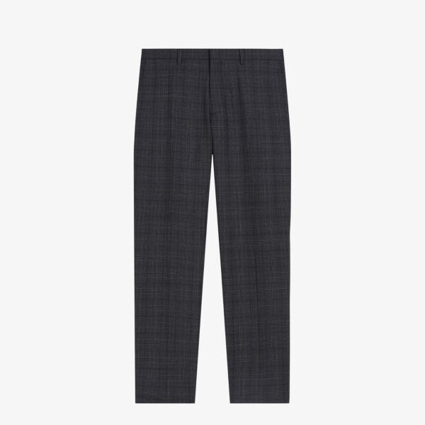

Брюки прямого кроя приталенного кроя из смесовой шерсти в клетку Ted Baker, цвет charcoal