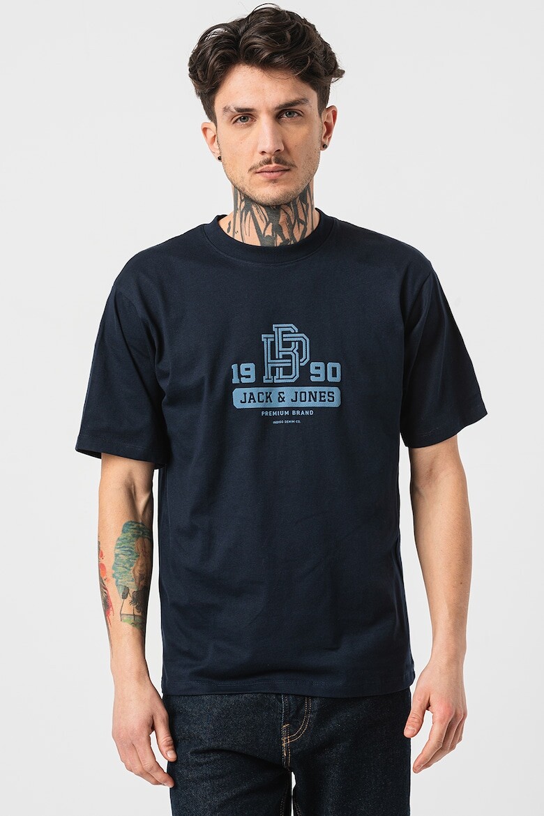 

Футболка с овальным вырезом и принтом Jack & Jones, синий
