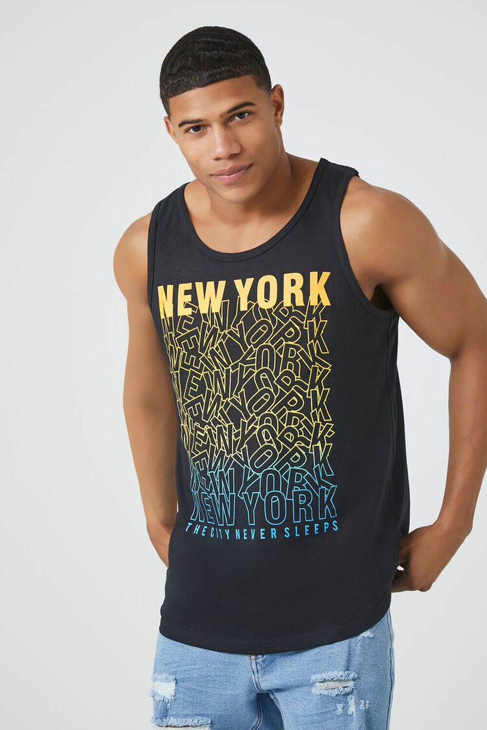 

Майка с графическим рисунком The City Never Sleeps Forever 21, черный