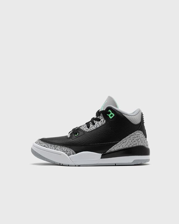 

Кроссовки Jordan Jordan 3 Retro (Ps), цвет black/green glow-wolf grey-white