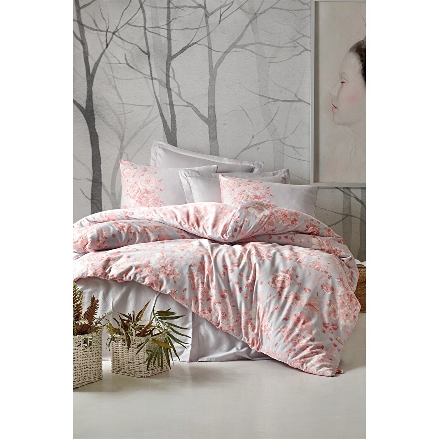 

Комплект постельного белья из хлопкового атласа Cotton Box, цвет Jardin Grey