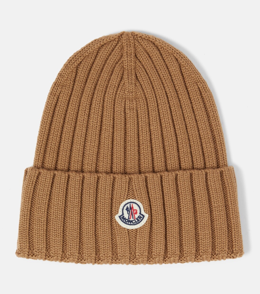 

Шерстяная шапка ребристой вязки Moncler, бежевый