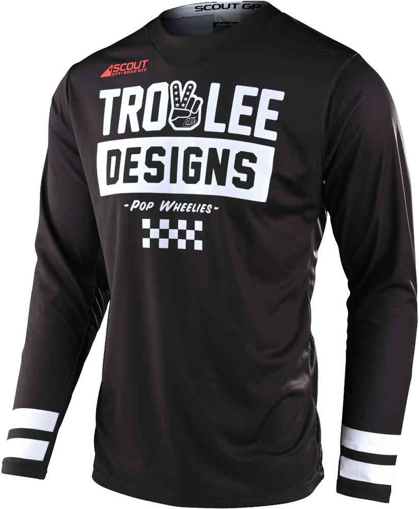 брюки troy lee designs gp женские мотокросс черно белые Джерси Scout GP Peace & Wheelies для мотокросса Troy Lee Designs, черно-белый