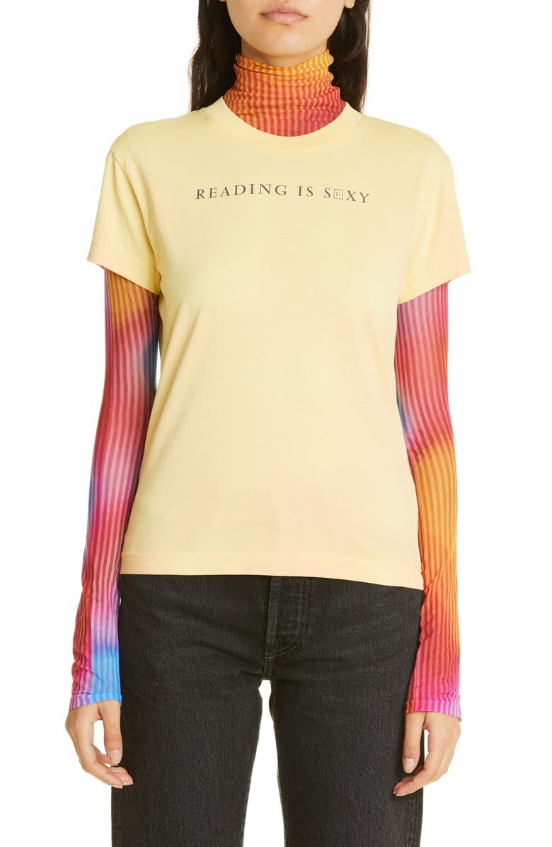 

Emmbar Reading is Sexy Heat Reactive Graphic Tee ACNE STUDIOS, оранжевый/ желтый