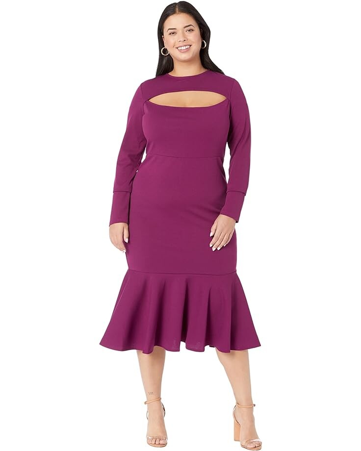 

Платье Bebe Flounce Hem Knit, фиолетовый