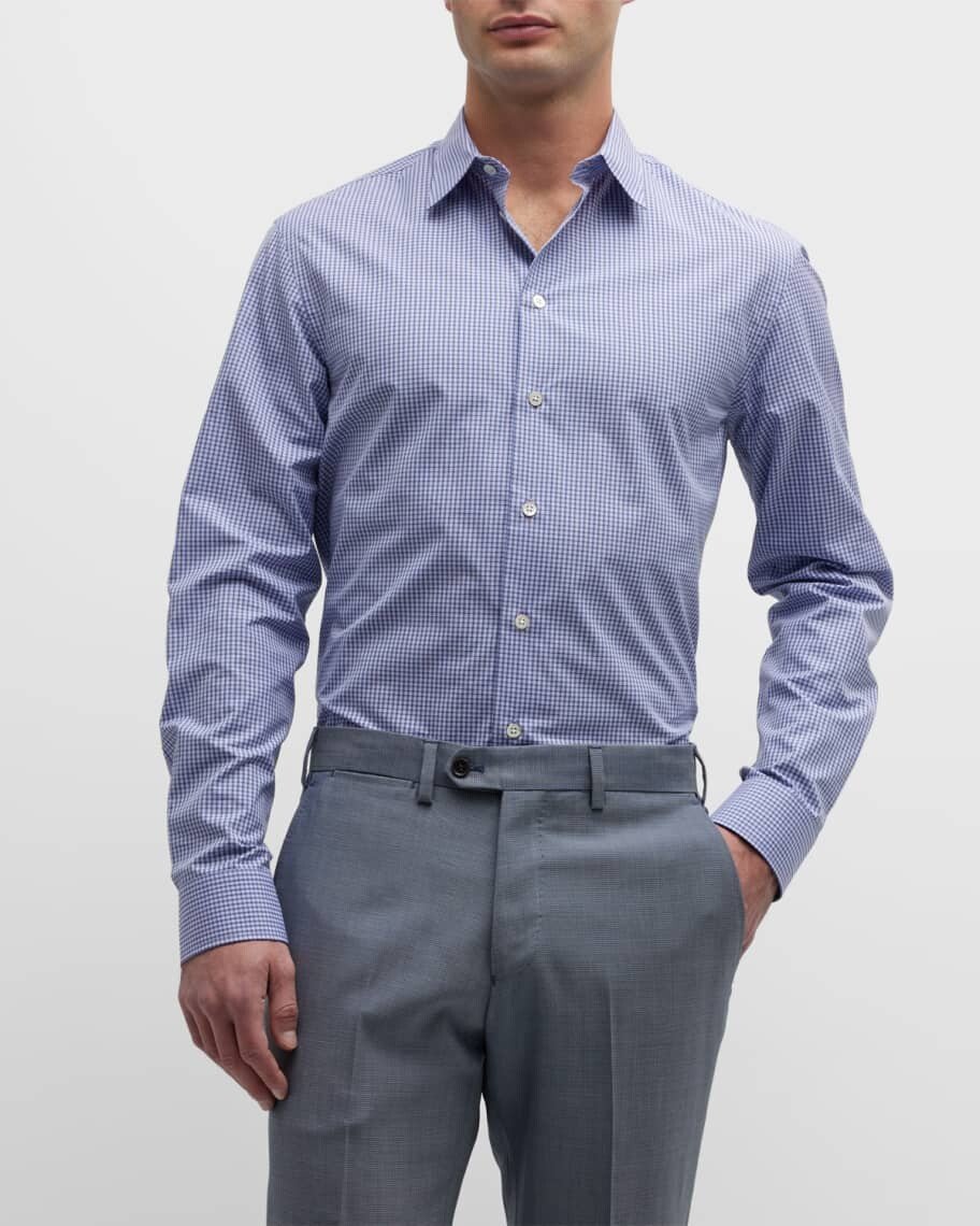 

Мужская хлопковая спортивная рубашка в мелкую клетку Emporio Armani