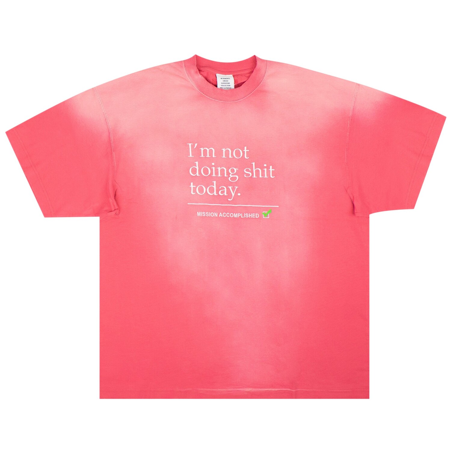 

Футболка Vetements Not Doing Shit Today Розовая
