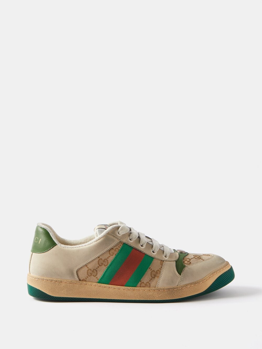 

Кроссовки screener с эффектом потертости gg supreme и кожаными кроссовками Gucci, белый