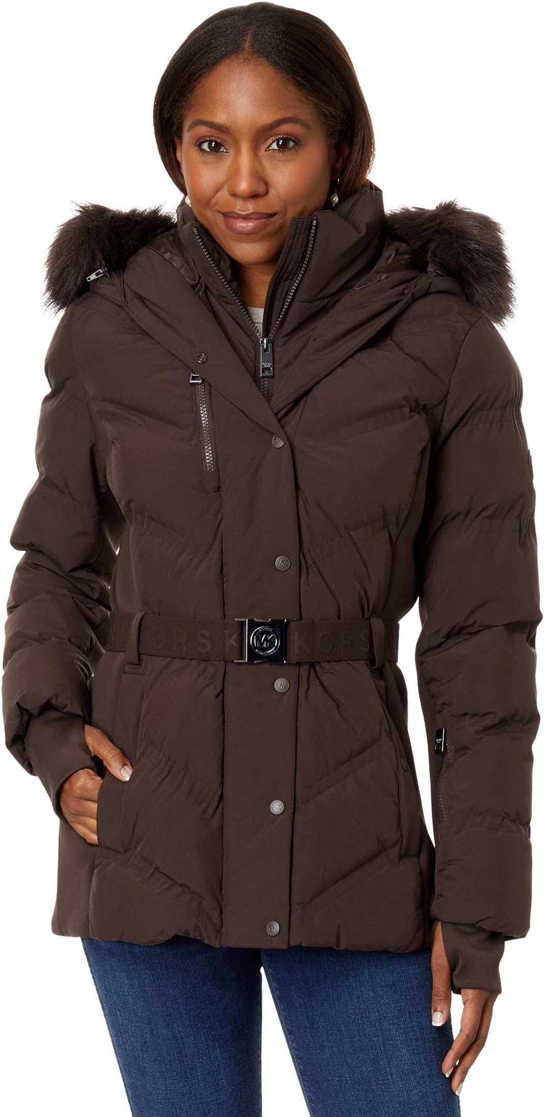 цена Куртка Belted Chevron Active A422900C MICHAEL Michael Kors, цвет Chocolate