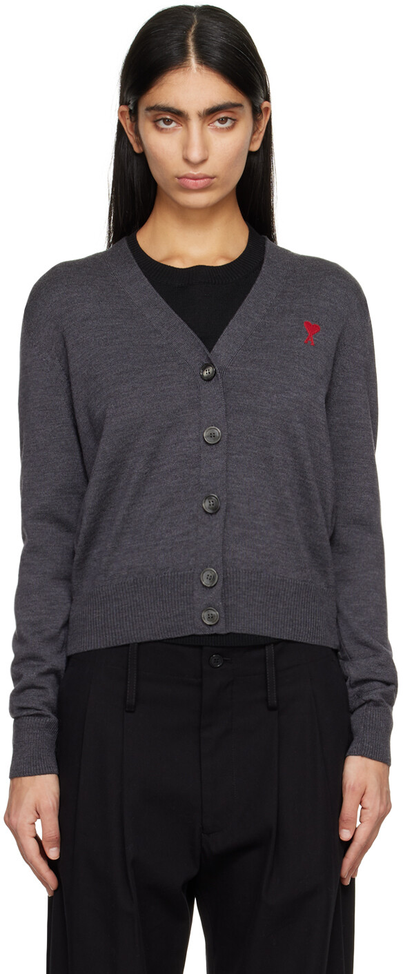 

Серый кардиган Ami de Cœur Ami Paris, цвет Heather gray