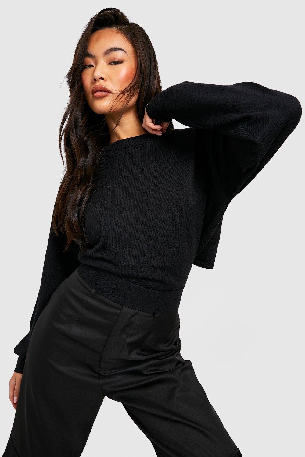 

Свитер с завязкой на спине Boohoo, черный