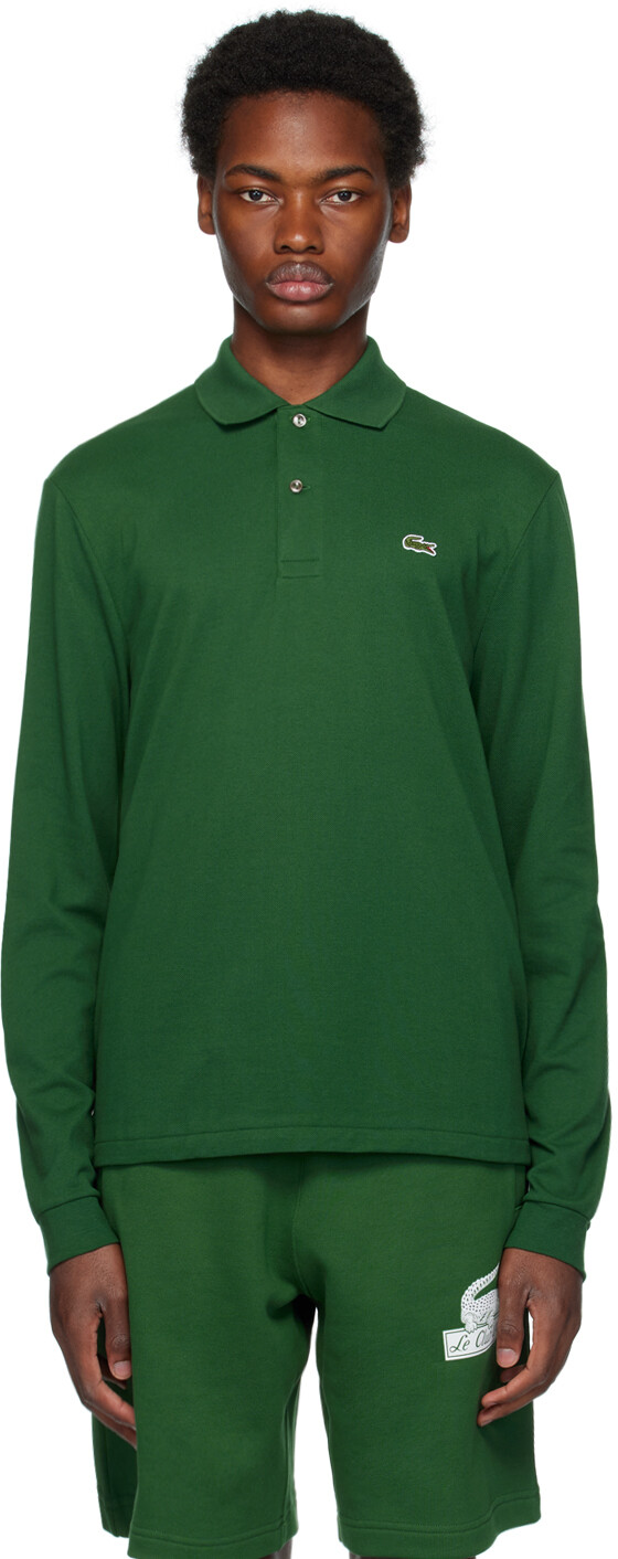 

Зеленая футболка-поло с длинными рукавами Original Lacoste, Зеленый