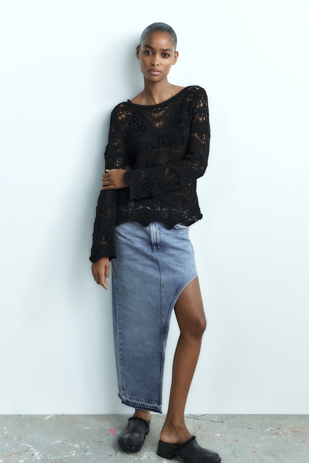 

Открытый свитер ZARA, черный