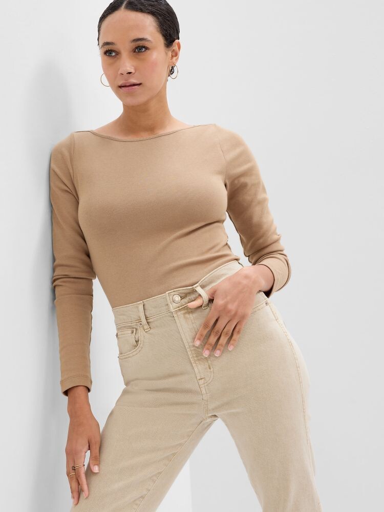 

Футболка с длинными рукавами Gap, бежевый