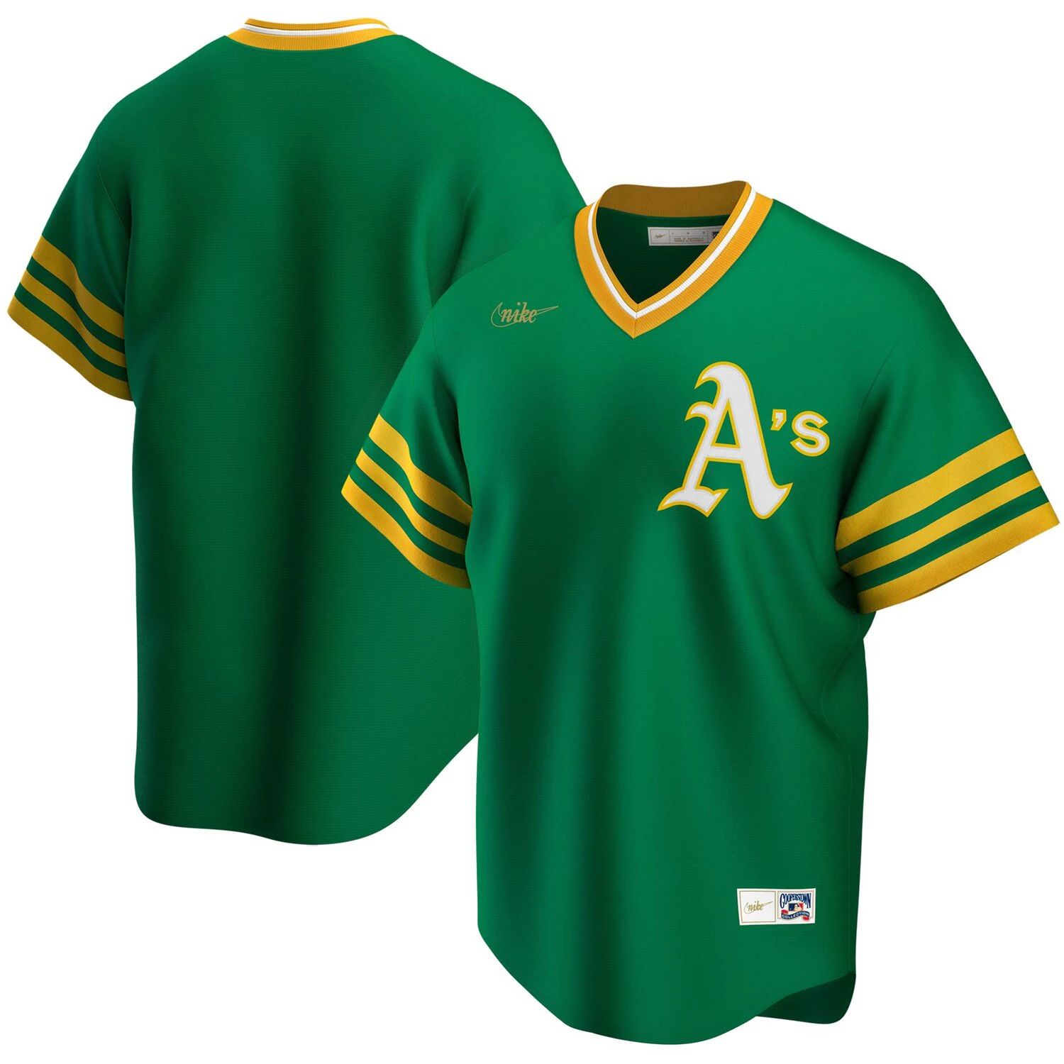 Мужская футболка команды Kelly Green Oakland Athletics Road Cooperstown Collection Nike мужская кремовая футболка oakland athletics cooperstown collection old english pro standard