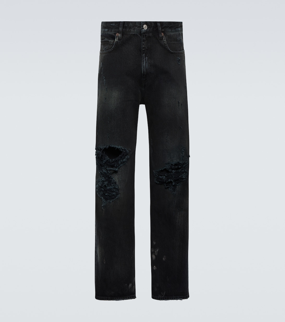 Рваные джинсы прямого кроя Balenciaga, черный shein petite потертые рваные джинсы прямого кроя черный
