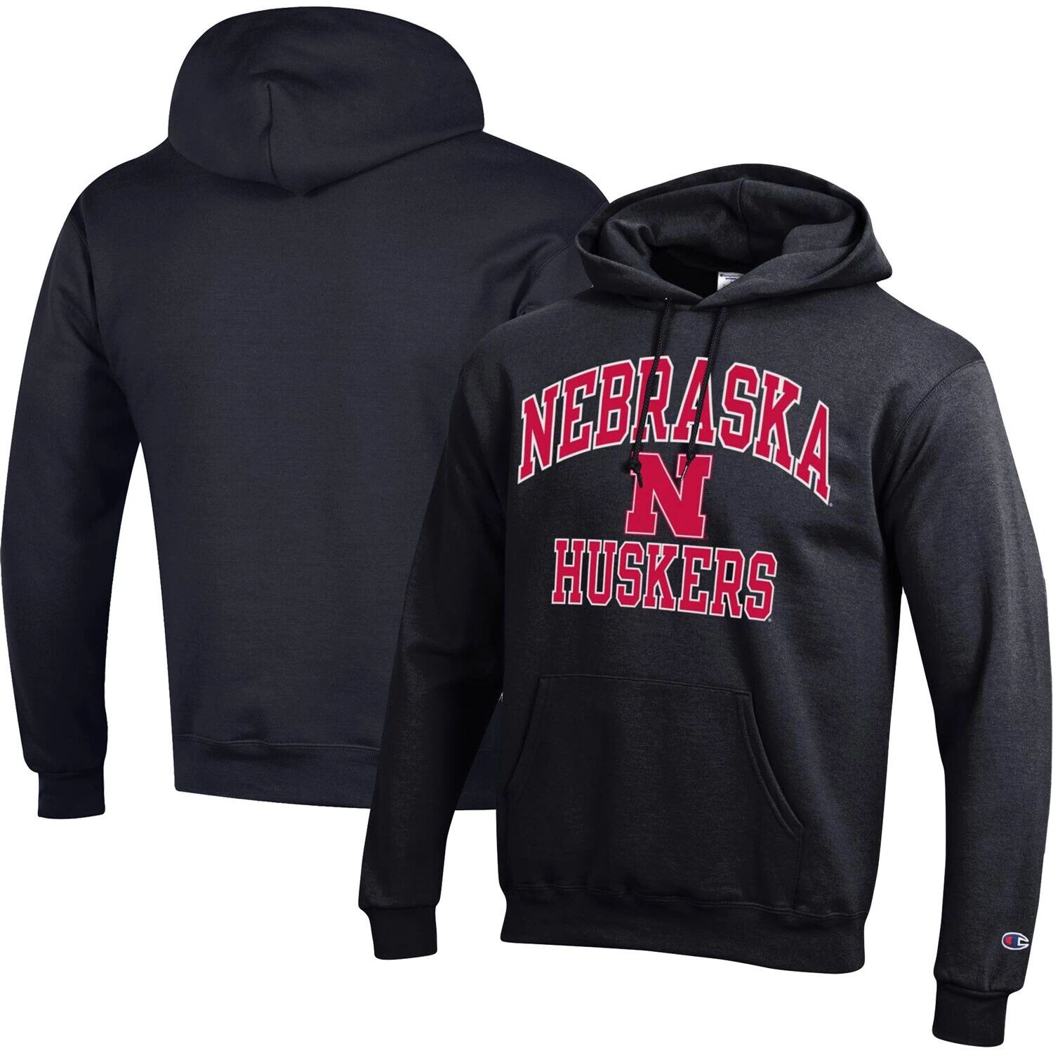 

Мужской черный пуловер с капюшоном Nebraska Huskers High Motor Champion
