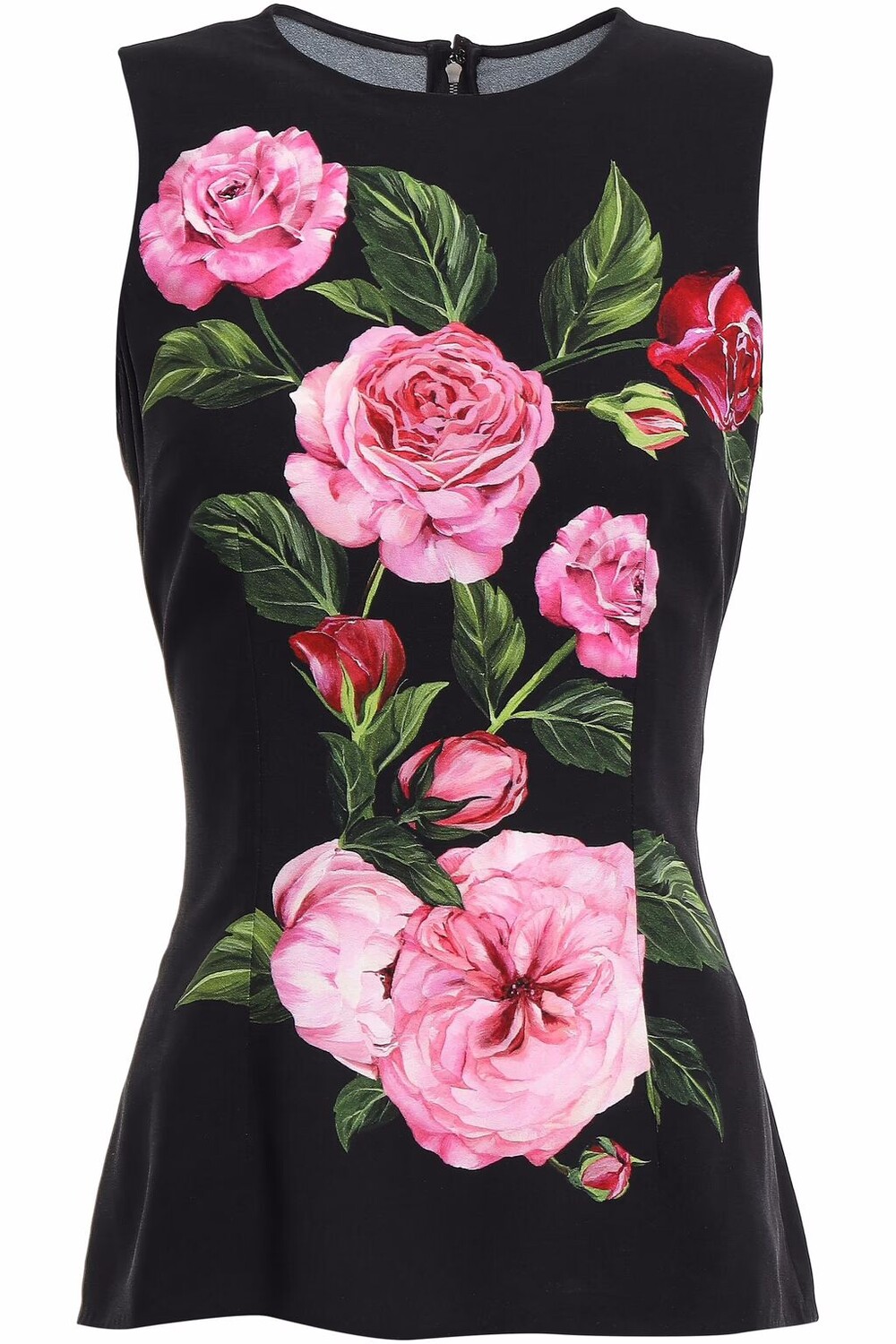 

Креповый топ с цветочным принтом Dolce & Gabbana, черный