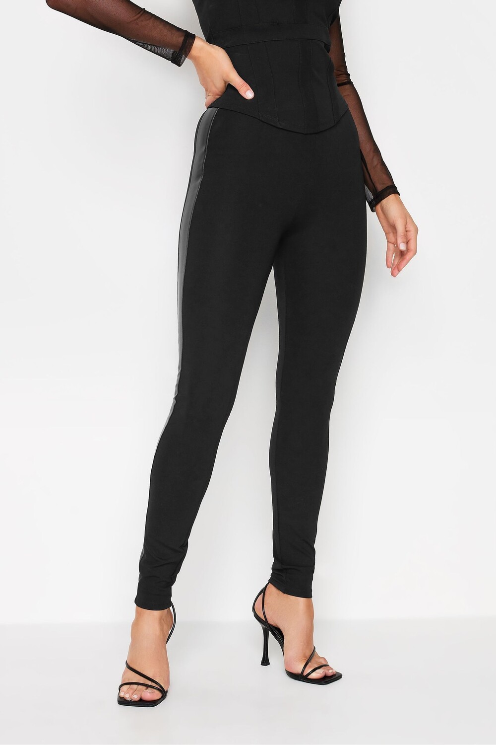 

Леггинсы понте с полиуретановыми полосками Long Tall Sally, черный