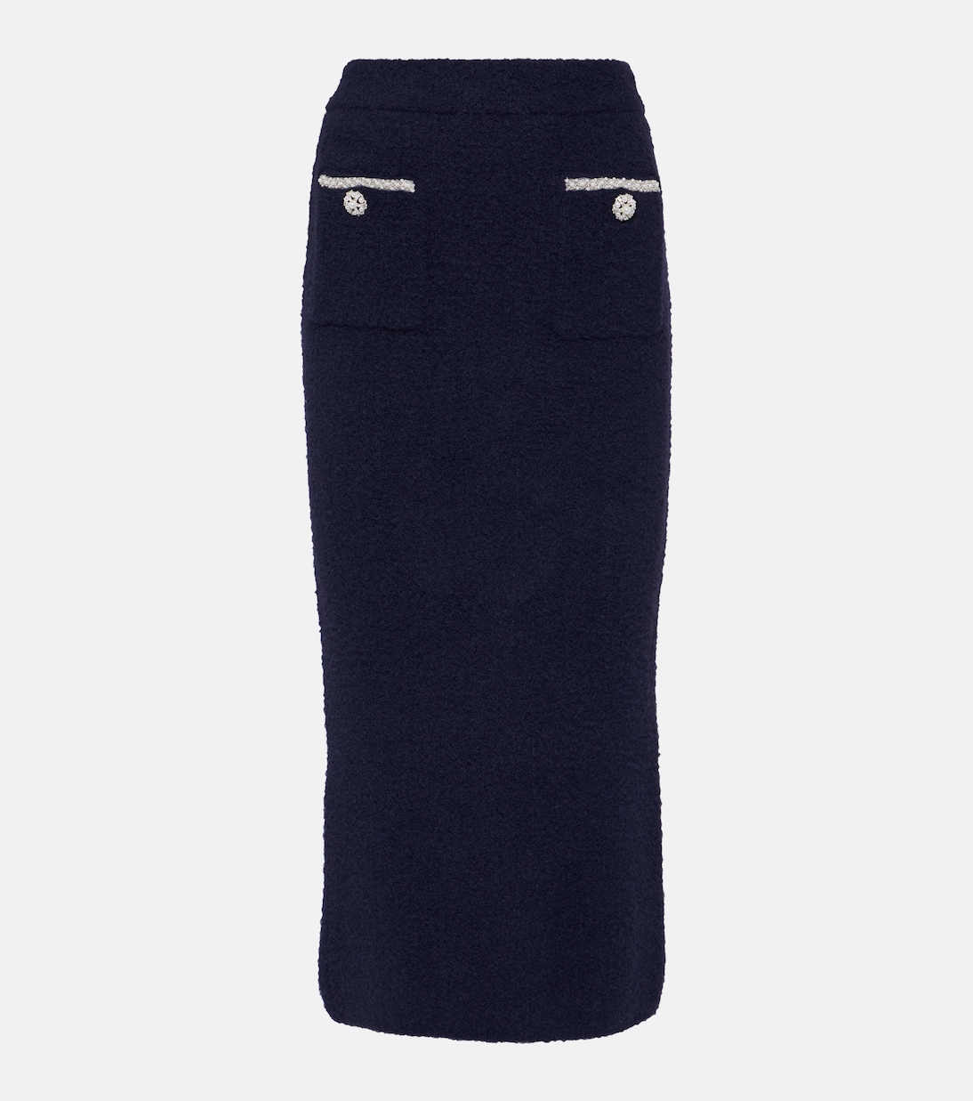 Украшенная трикотажная юбка миди с высокой посадкой Self-Portrait, синий