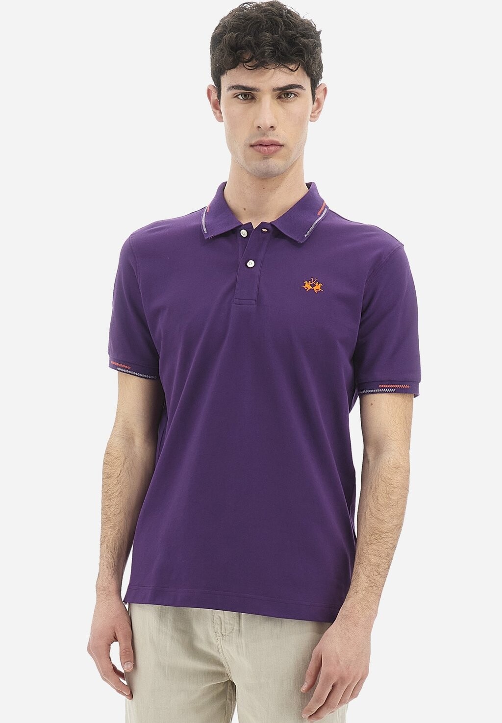 Поло Short-Sleeved Polo Shirt La Martina, цвет weintraube royal