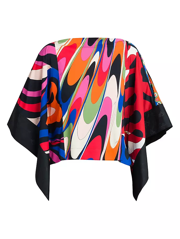 

Топ с накидкой и рукавами с принтом Pucci, цвет blue fuchsia