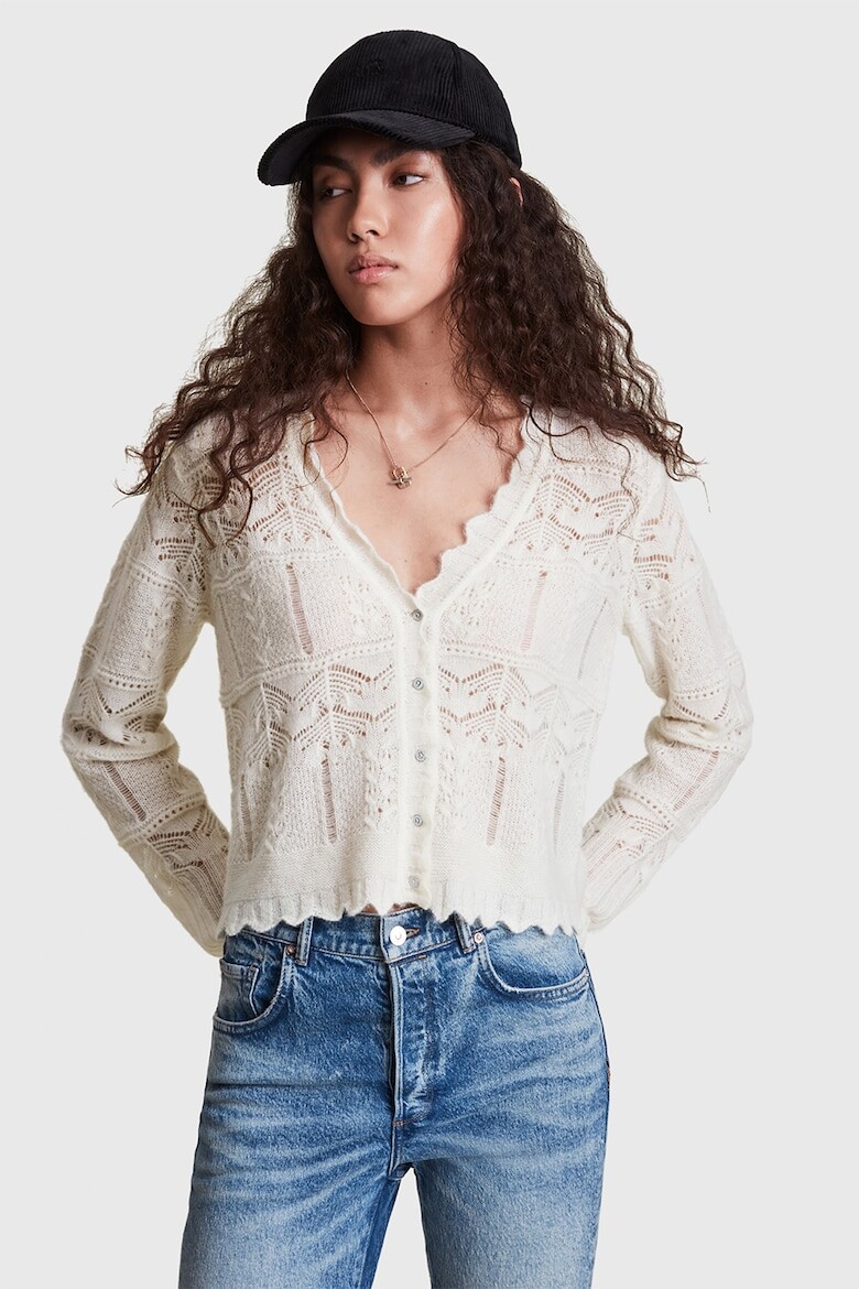 

Ажурный кардиган Vanessa из шерсти Allsaints, бежевый