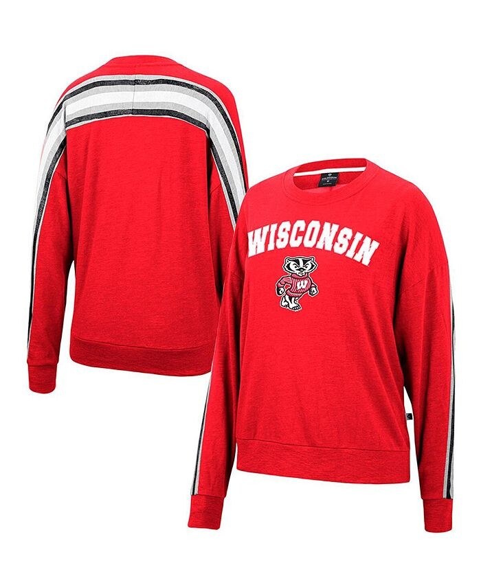 

Женский свободный пуловер с принтом Red Wisconsin Badgers Team Colosseum, красный