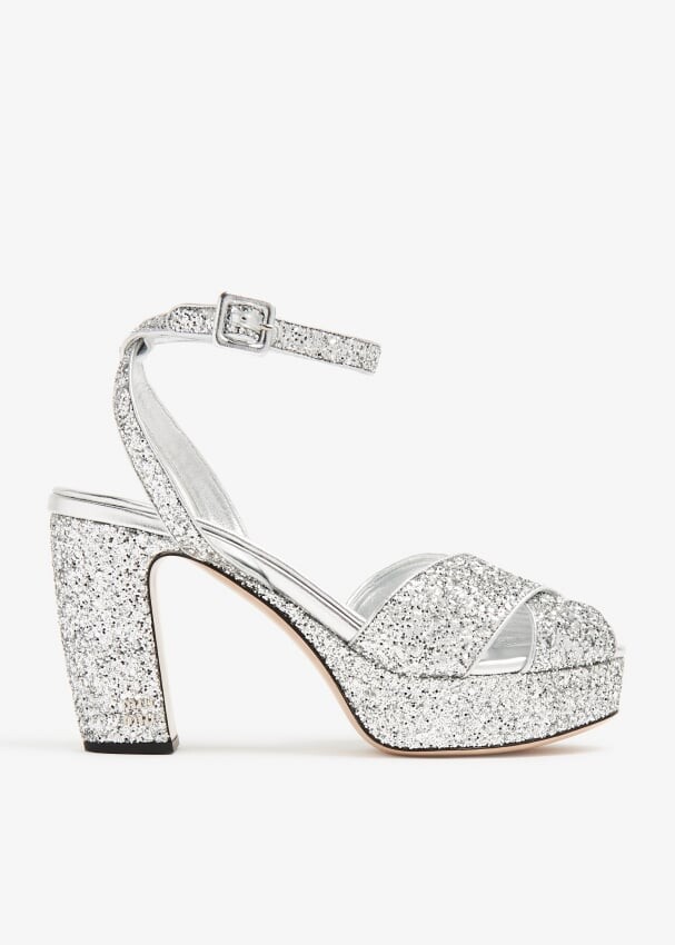 

Сандалии Miu Miu Glitter, серебряный